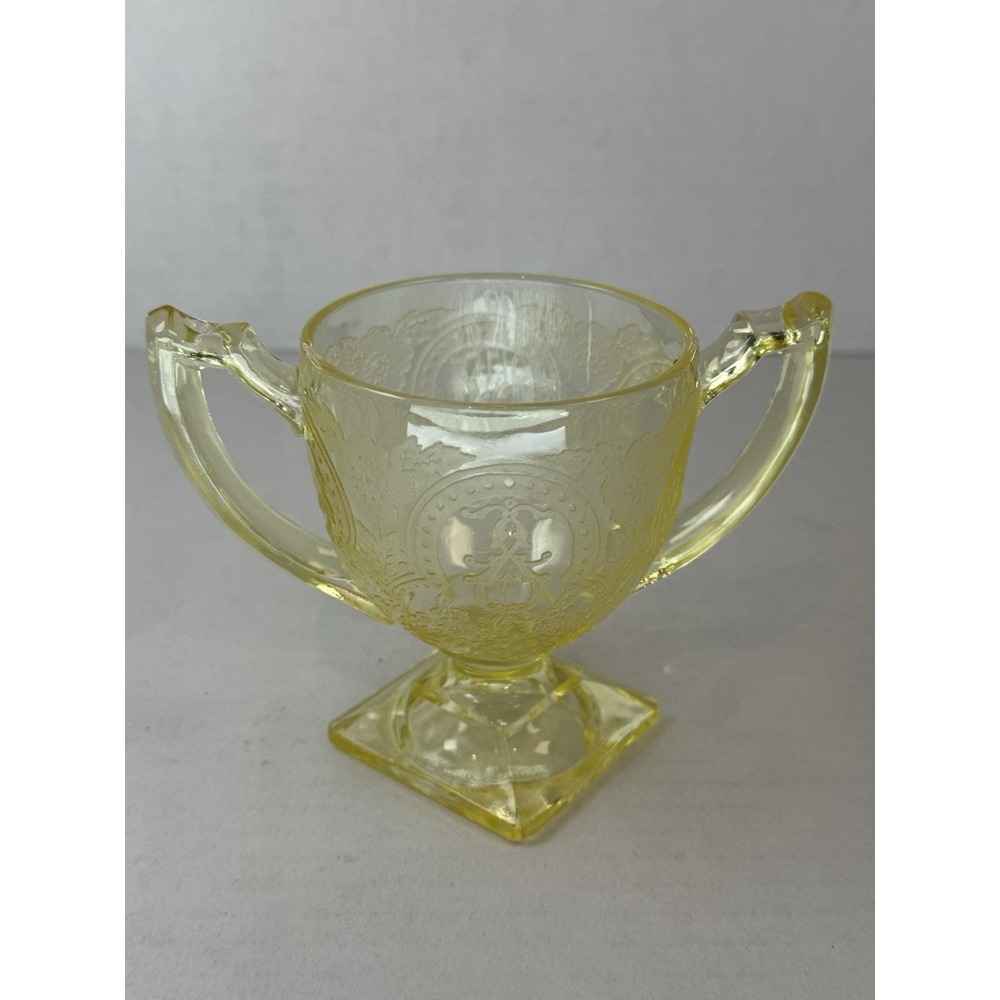 Indiana No 612 Horseshoe Yellow Sugar Bowl Depression Glass